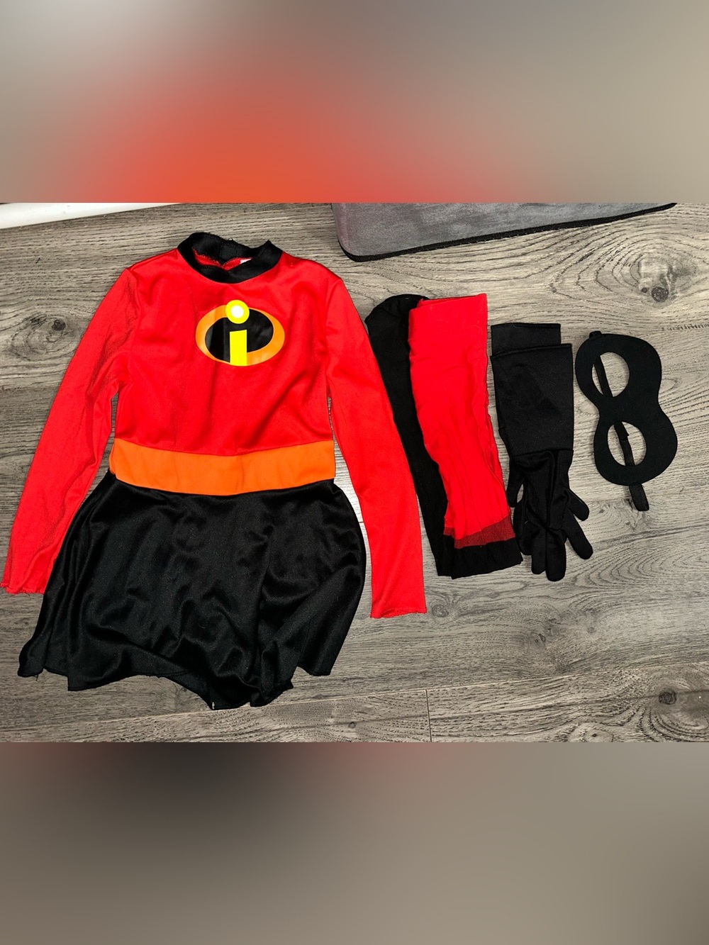 Disney Red and Black Incredibles Superhero Costume Set with Orange Belt